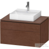 Duravit L-CUBE 82x55 cm-es, 2 fiókos alsószekrény mosdó és csaptelep nélkül, matt amerikai dió (furnér) LC4880013130000