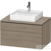 Duravit L-CUBE 82x55 cm-es, 2 fiókos alsószekrény mosdó és csaptelep nélkül, matt terra tölgy LC4880035350000