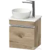 Duravit SIVIDA 40x29,5 cm-es, 1 ajtós alsószekrény króm színű fogantyúval, pult, mosdó és csaptelep nélkül, jobbos, márványos tölgy SV4656R10550000