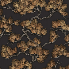 DUTCH WALLCOVERINGS fekete-aranyszínű fenyőmintás tapéta (437399) tapéta, díszléc és más dekoráció