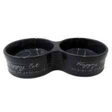  DUVO+ Dupla kerámia tál Happy Cat 26x13x5,5cm  2x300ml Antracit kutyatál