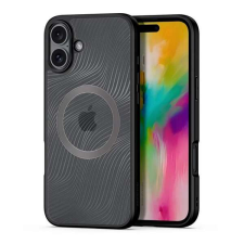 DUX DUCIS AIMO szilikon telefonvédő (ütésállóság, kameravédő, MagSafe, hullám) FEKETE Apple iPhone 16 tok és táska