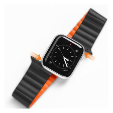 DUX DUCIS Apple Watch 1-6, SE (42 / 44 mm) / Watch 7 (45 mm), szilikon pótszíj, mágneses zár, Dux Ducis Chain, fekete/narancssárga okosóra kellék