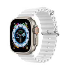 DUX DUCIS Apple Watch 4/5/6/7/8/9/SE/SE2 okosóra szilikon szíj, 42/44/45mm kompatibilis, fehér, DUX DUCIS Ocean Wave okosóra kellék