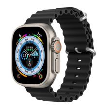 DUX DUCIS Apple Watch Series 9 41mm pótszíj (egyedi méret, szilikon, állítható, hullám minta) fekete okosóra kellék