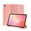 DUX DUCIS DOMO tok álló, bőr hatású (aktív FLIP, oldalra nyíló, TRIFOLD, asztali tartó, ceruza tartó) RÓZSASZÍN Samsung Galaxy Tab S11 5G (SM-X736B), Galaxy Tab S11 WIFI (SM-X730)