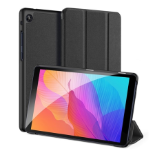 DUX DUCIS DOMO tok álló, bőr hatású (aktív FLIP, oldalra nyíló, TRIFOLD asztali tartó funkció, textil minta) FEKETE Huawei MatePad T8 LTE, Huawei MatePad T8 WIFI tablet tok
