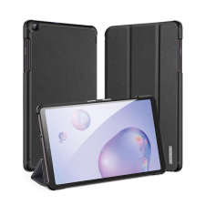 DUX DUCIS DOMO tok álló, bőr hatású (aktív FLIP, oldalra nyíló, TRIFOLD asztali tartó funkció, textil minta) FEKETE [Samsung Galaxy Tab A8 10.5 LTE (2021) SM-X205] (5996591124391) tablet tok