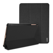 DUX DUCIS DOMO tok álló, bőr hatású (aktív FLIP, oldalra nyíló, TRIFOLD asztali tartó funkció, textil minta) FEKETE [Samsung Galaxy Tab A 10.1 LTE (2019) SM-T515] (5996457875931) tablet tok