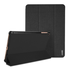 DUX DUCIS DOMO tok álló, bőr hatású (aktív FLIP, oldalra nyíló, TRIFOLD asztali tartó funkció, textil minta) FEKETE Samsung Galaxy Tab A 10.1 WIFI (2019) SM-T510, Samsung Galaxy Tab A 10.1 L tablet tok