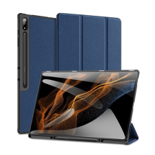 DUX DUCIS DOMO tok álló, bőr hatású (aktív FLIP, oldalra nyíló, TRIFOLD, S Pen tartó, textil minta) SÖTÉTKÉK Samsung Galaxy Tab S9 Ultra WIFI (SM-X910), Samsung Galaxy Tab S9 Ultra LTE (SM-X916) tablet tok