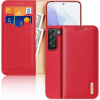 DUX DUCIS GP-111911 Tok - Samsung Galaxy S22 Plus 5G (SM-S906), Valódi bőr, Asztali Tartós, Piros (6934913043653)
