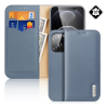DUX DUCIS Hivo Apple iPhone 13 Pro tok álló, valódi bőr (Flip, oldalra nyíló, bankkártya tartó) kék