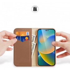 DUX DUCIS Hivo - Bőr tok pénztárcával Apple iPhone 15 Pro Max barna tok és táska