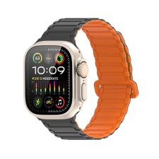 DUX DUCIS KJ nylon Apple Watch 42/44/45/49mm szíj, fekete-narancssárga okosóra kellék