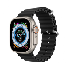 DUX DUCIS Ocean Wave Apple Watch 42/44/45mm szilikon szíj, fekete okosóra kellék