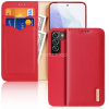 DUX DUCIS Samsung Galaxy S22 Plus 5G SM-S906, Oldalra nyíló tok, valódi bőrtok, stand, Dux Ducis Hivo, piros
