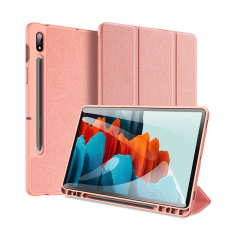 DUX DUCIS Samsung Galaxy Tab S7 Plus 12.4 / Tab S7 FE 12.4 / Tab S8 Plus 12.4, mappa tok, Trifold, S Pen tartóval, Dux Ducis Domo, rózsaszín tablet tok
