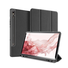 DUX DUCIS Samsung Galaxy Tab S9 LTE (SM-X716) domo tok álló, (aktív flip, trifold, s pen tartó, textil minta) fekete tablet tok