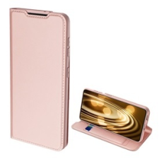 DUX DUCIS Skin Pro bőrhatású flip mobiltelefon tok -  rozéarany (Samsung Galaxy S21+) tok és táska