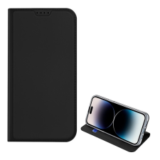 DUX DUCIS SKIN PRO tok álló, bőr hatású (FLIP, oldalra nyíló, bankkártya tartó, asztali tartó funkció) FEKETE Apple iPhone 15 Plus tok és táska
