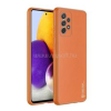 DUX DUCIS YOLO szilikon telefonvédő (ütésállóság, fémhatású bőr hatású hátlap) NARANCSSÁRGA (GP-108470)