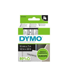  DYMO Feliratozógép szalag, 12 mm x 7 m, DYMO &quot;D1&quot;, víztiszta-fekete információs címke
