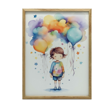 Dziewczynka z balonikami, 50x70 cm, bez ramy, płótno premium na blejtramie grafika, keretezett kép