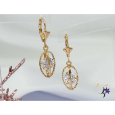  Dzsenni antiallergén csüngős fülbevaló fehér kővel-18K fülbevaló