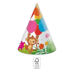Dzsungel Jungle Balloons, Dzsungel Parti kalap, csákó 6 db-os FSC party kellék