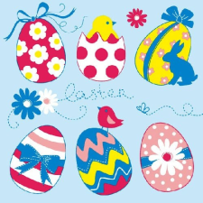 Easter Eggs Collection blue papírszalvéta 33x33cm,20db-os asztalterítő és szalvéta