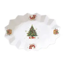 Easy Life Design Karácsonyi porcelán ovális tál Christmas Tale karácsonyi dekoráció