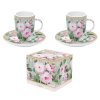 Easy Life Design Porcelán eszpresszós csésze és alj 2 személyes 50ml dobozban, Roses in Bloom