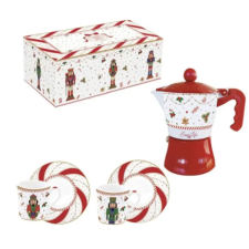 Easy Life Design Porcelán kávéscsésze és kávéfőző Nutcracker Twist karácsonyi dekoráció