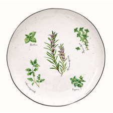 Easy Life Design Porcelán lapostányér 26cm, Herbarium tányér és evőeszköz