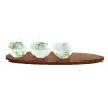 Easy Life Nuova R2S Porcelán 3db-os tálkaszett akácfa tálcán, 40x10,5cm, dobozban, Natura