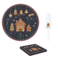 Easy Life Nuova R2S Porcelán tortatál lapáttal, 32cm, dobozban, Gingerbread konyhai eszköz