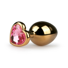  Easytoys Metal No.7 - pink köves szíves kúp anál dildó - arany (3cm) anál