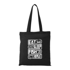  Eat sleep fish repeat - Bevásárló táska Fekete egyedi ajándék