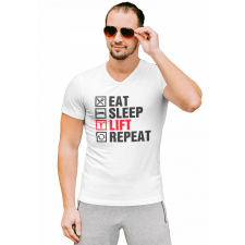  Eat Sleep Lift Repeat - Férfi V Nyakú Póló férfi póló