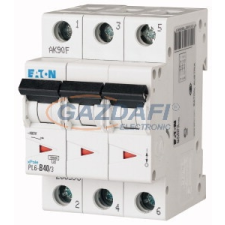 EATON 286593 Kismegszakító, 6kA 3 pólus 40A, B karakterisztika, PL6-B40/3 villanyszerelés