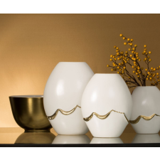  Ebru1 kerámia váza Fehér/arany 20x11x25 cm dekoráció