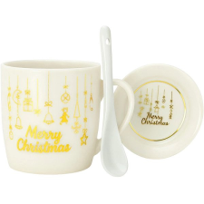 eCa KB33WZ4 karácsonyi kerámia bögre kanállal és csészealjjal, 350 ml bögrék, csészék