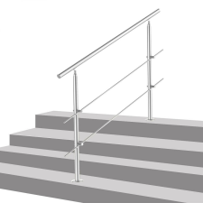 ECCD Lépcsőkorlát rozsdamentes 180 cm keresztrúd nélkül vagy 2-3-4-5 db leesést gátló keresztrúddal kapaszkodó 42 mm átmérővel saválló inox anyagból építőanyag