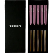 Ecocare Box Gold-Pink fém sushi pálcikák 10 db tányér és evőeszköz