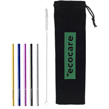 Ecocare Környezetbarát fém szívószál, színkeverék, 16×0,6 cm, 5 db konyhai eszköz