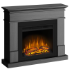 Ecoflame elektromos kandalló - Lisbon SLIM LINE, sötétszürke színű, sarok, 110 x 95 x 25 cm, 3D láng, színtémákkal, infravörös fűtéssel és hanggal, távirányítóval