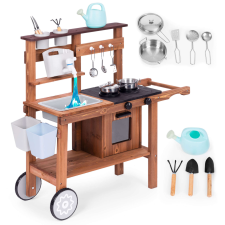 EcoToys Kuchnia błotna outdoor dla dzieci z akcesroiami drewno jodłowe ecotoys konyhakészlet