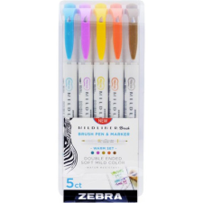  Ecsetirón Zebra Mildliner Brush&amp;Marker Warm 5-ös készlet filctoll, marker