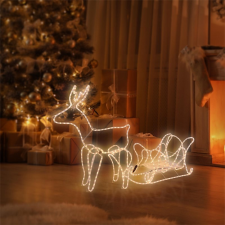 EDDC LED rénszarvas szánnal, kültéri karácsonyi dekoráció meleg fehér, 504 LED, PVC karácsonyi világítás karácsonyi dekoráció